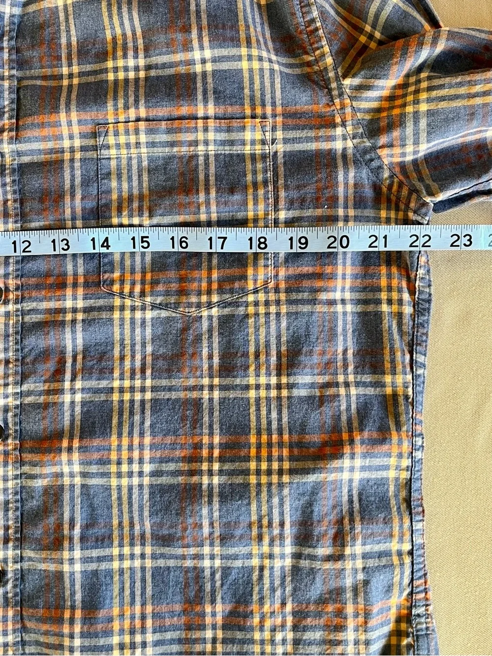J. Crew Classic Men’s Plaid Button-Up Shirt Blue/Rust/Cream 100% Cotton | Size L